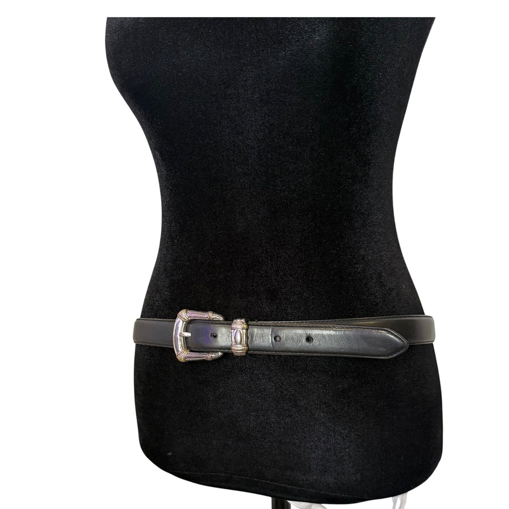 Fossil Black Leather Western Belt Womens L Mixed metal Silver Gold BT768100103
